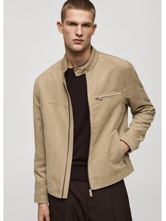 MANGO - Suede-effect Biker Jacket BEIGE