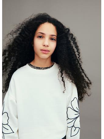 MANGO - Floral Embroidered Sweatshirt IVORY