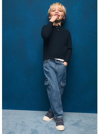 MANGO - Cargo Style Straight Jeans BLUE