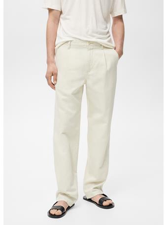MANGO - Regular-fit Pleated Cotton-linen Jeans CREAM