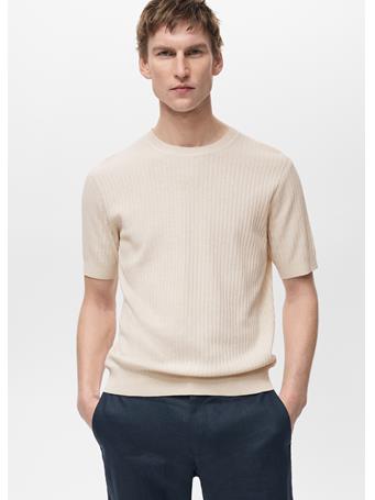 MANGO - Textured Striped T-shirt CREAM