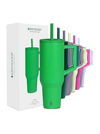 ELEMENTAL - Tumbler with Handle and Straw GREEN