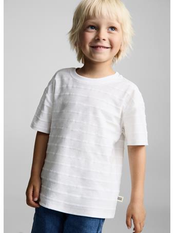 MANGO - Cotton Striped Relief T-shirt IVORY
