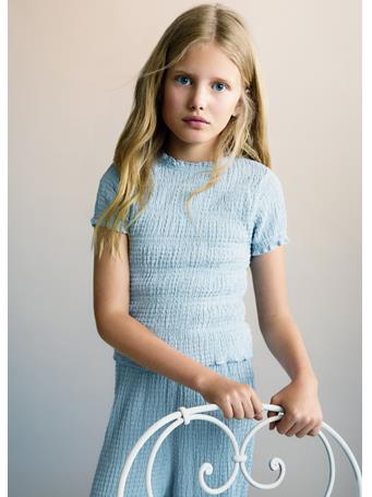 MANGO - Short-sleeved T-shirt With Ruffles LIGHT BLUE