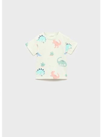 MANGO - Cotton Dinosaur T-shirt LIGHT GREEN