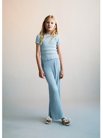 MANGO - Textured Culotte Trousers LIGHT BLUE