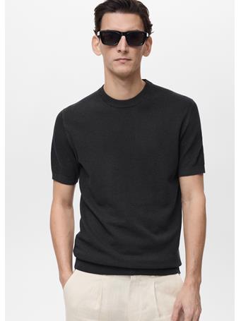 MANGO - Cotton Fine-knit T-shirt BLACK