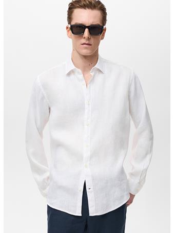 MANGO - Linen 100% Shirt WHITE
