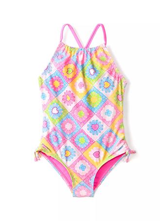 RAISINS - Crochet Craze Cinched Side One Piece Swimsuit MULTI