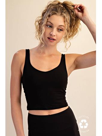 RAE MODE - Plus Size V-Neck Cropped Padded Tank BLACK