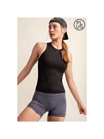 RAE MODE - Plus Size Butter Sleeveless Racer Back Tank Top BLACK