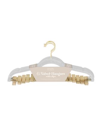 KENNEDY INTERNATIONAL - Velvet Hangers with Clips - 6 Pack WHITE