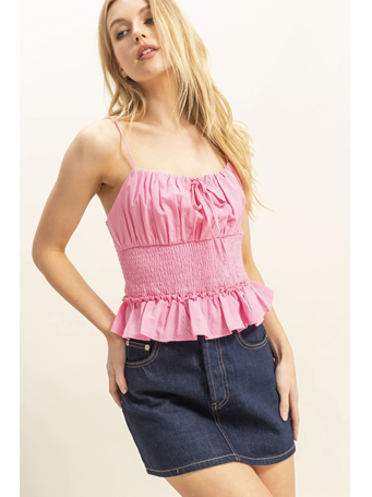 HYFVE - smocked Peplum Top PINK