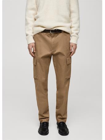 MANGO - Regular Fit Cotton Cargo Pants CAMEL