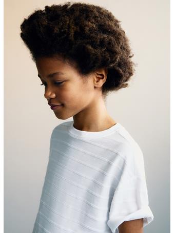 MANGO - Cotton Striped Relief T-shirt IVORY