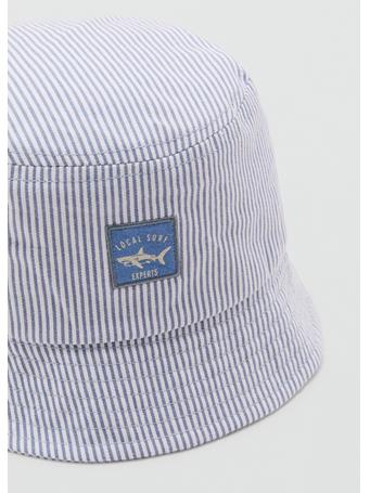 MANGO - Striped Bucket Hat LIGHT BLUE
