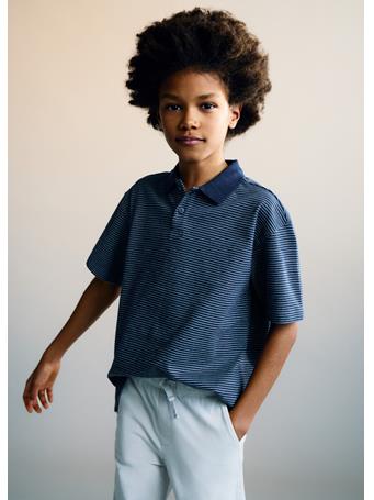 MANGO - Striped Cotton Polo Shirt NAVY