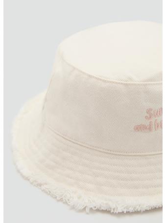 MANGO - Bucket Hat With Embroidered Message BEIGE