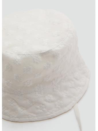 MANGO - Embroidered Bucket Hat WHITE