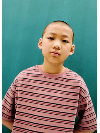 MANGO - Striped Cotton T-shirt DARK RED