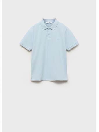 MANGO - Short-sleeved Cotton Polo Shirt LIGHT BLUE