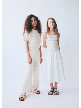 MANGO - Embroidered Midi Dress WHITE