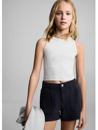 MANGO - Knitted Cropped Top LIGHT GRAY