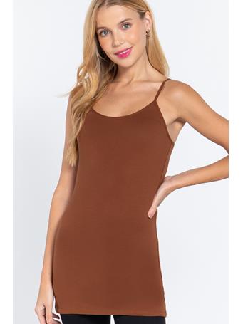 ACTIVE BASIC - Basic Tunic Cami with Adjustable Spaghetti Straps TRUFFLE
