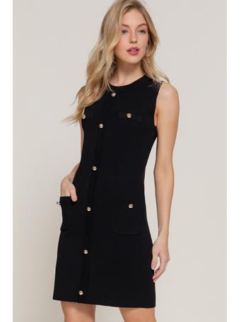 ACTIVE BASIC - Sleeveless Button Front Mini Dress BLACK