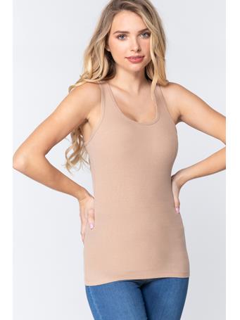ACTIVE BASIC - Racerback Rib Tank Top NATURAL KHAKI