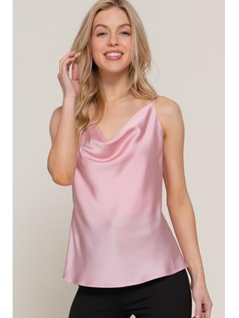 ACTIVE BASIC - Cowl Neck Satin Cami Top LIGHT PINK