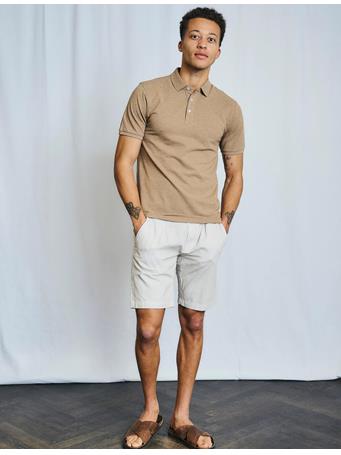 BRUUN & STENGADE - Apollon Regular Fit Linen Shorts BEIGE WHITE