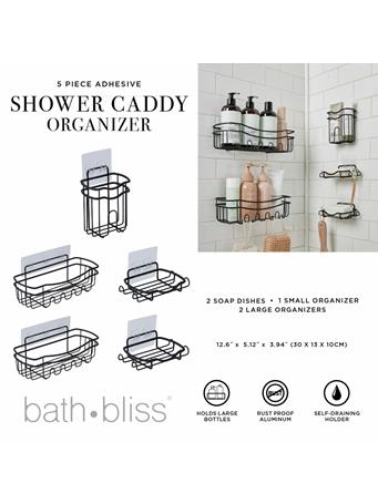 BATH BLISS - Adhesive Rustproof Shower Caddy Organizer BLACK
