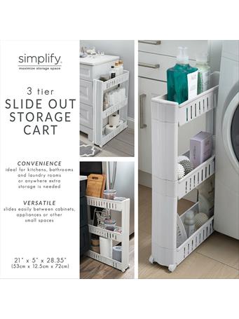 KENNEDY INTERNATIONAL - 3 Tier Slim Rolling Organizer Rack with Wheels WHITE