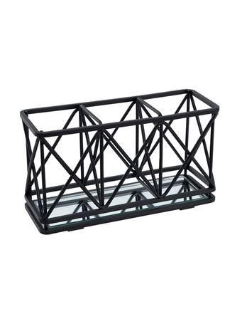 HOME DETAILS - 3 Compartment Cosmetic Brush & Pencil Organizer MATTE BLACK