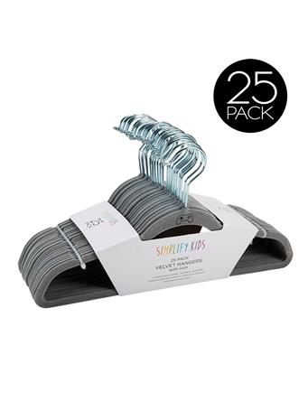 KENNEDY INTERNATIONAL - Kids Velvet Hangers - 25 Pack LIGHT GREY
