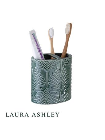 KENNEDY INTERNATIONAL - Green Leaf Double Ceramic Tooth Brush Holder GREEN