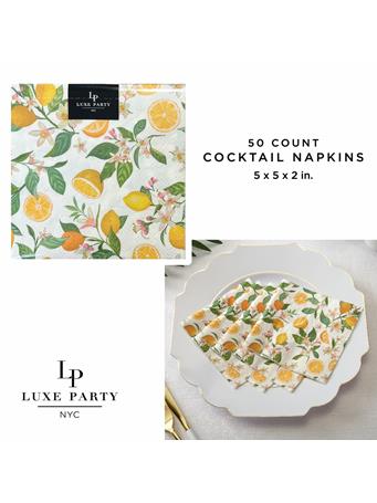KENNEDY INTERNATIONAL - Cocktail Lemon Napkins - 50 Pack NOVELTY
