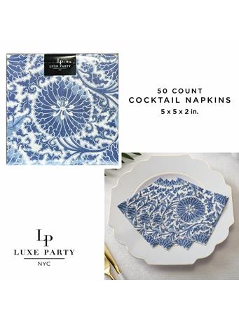 KENNEDY INTERNATIONAL - Cocktail Blue Toille Napkins - 50 Pack NOVELTY