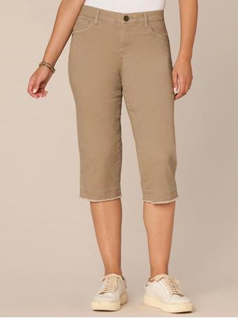 DEMOCRACY - "Ab"solution Mid-Rise Fray Hem Skimmer Pant PORTOBELLO