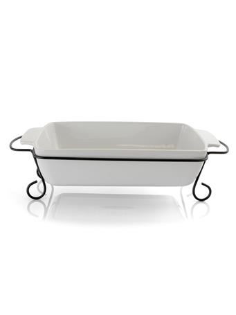 GIBSON HOME - Elite 2-Piece Rectangle Bakeware with Metal Rack WHITE