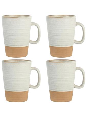 GIBSON HOME - 4-Piece Dreamweaver Round Earthenware Mug Set CREAM