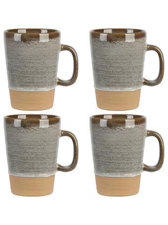 GIBSON HOME - 4-Piece Dreamweaver Round Earthenware Mug Set BROWN