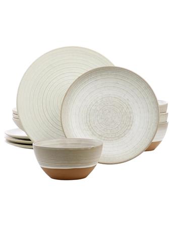 GIBSON HOME - 12-Piece Dreamweaver Round Earthenware Dinnerware Set CREAM