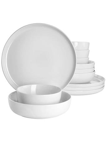 GIBSON HOME - Avisala 12 Piece Fine Ceramic Dinnerware Set WHITE