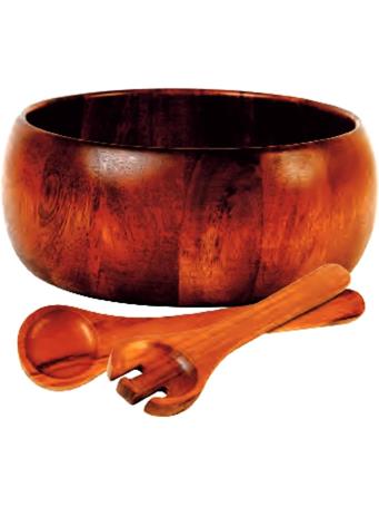 GIBSON HOME - Laroda Acacia Wood Salad Bowl Set BROWN