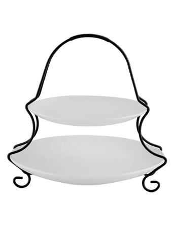 GIBSON HOME - Splendid Grace 2 Tiered Serving Set WHITE