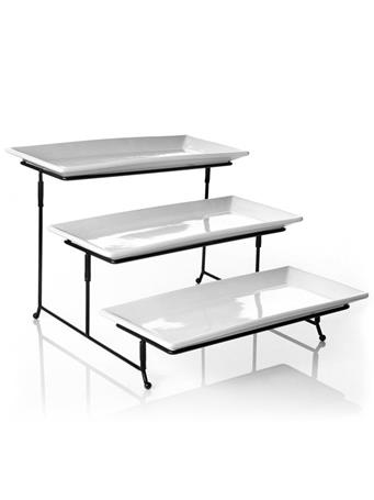 GIBSON HOME - Gracious Dining 3-Tiered Serving Plate Set WHITE