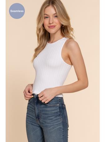 ACTIVE BASIC - Crew Neck Seamless Rib Tank Top BLACK