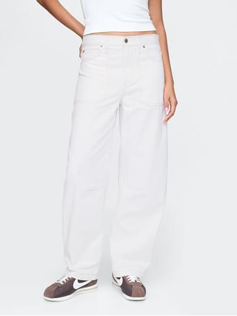 GAP - High Rise Barrel Carpenter Jeans NEW OFF WHITE OPT3